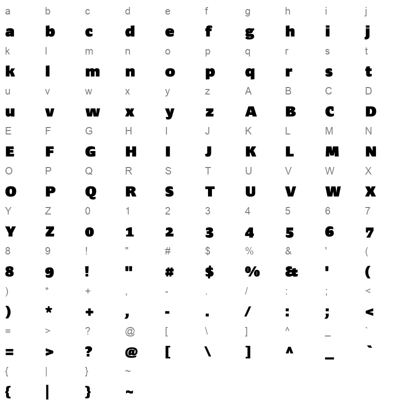 ardoise std black Character Map
