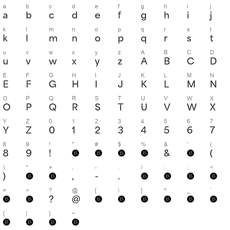area inktrap semibold demo Character Map
