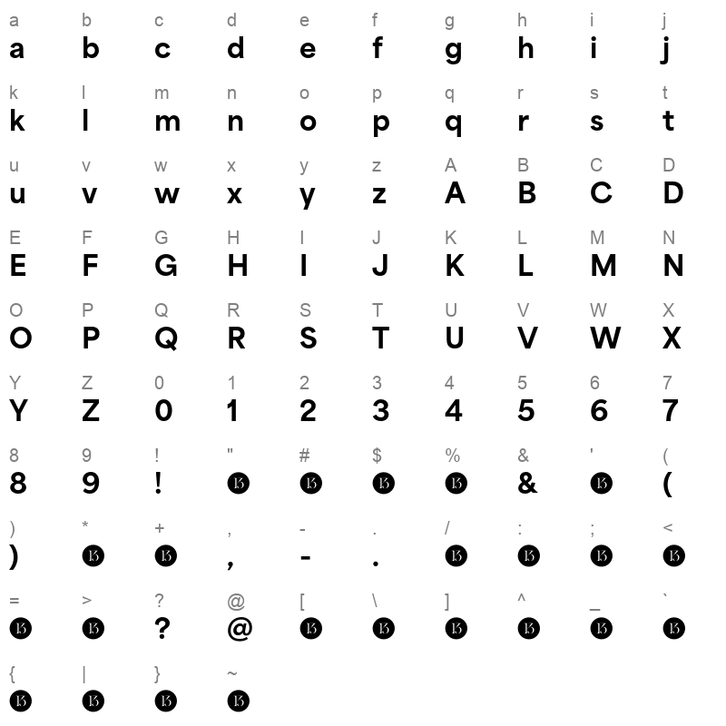 area normal black demo Character Map