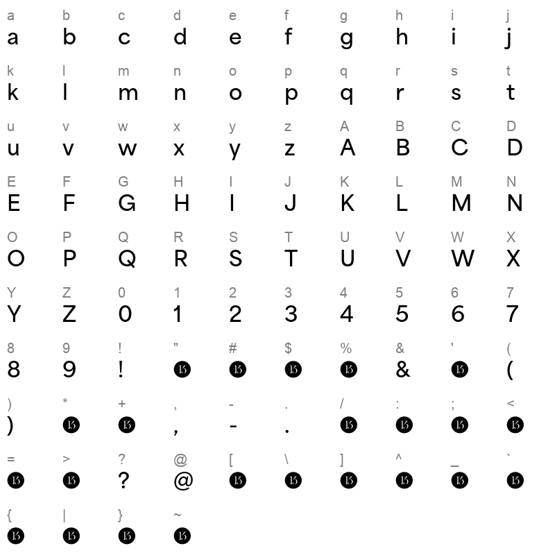 area normal bold demo Character Map