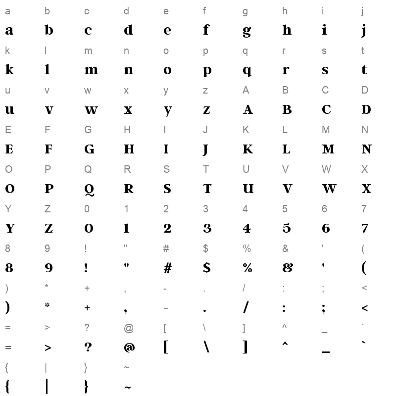 argent cf bold Character Map