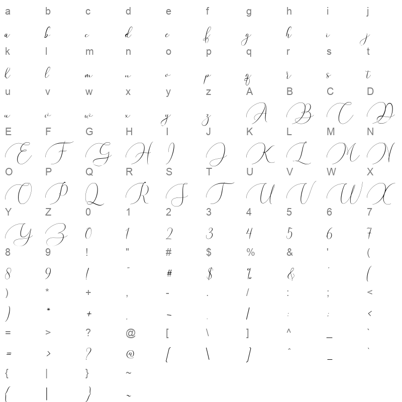 argentina script Character Map