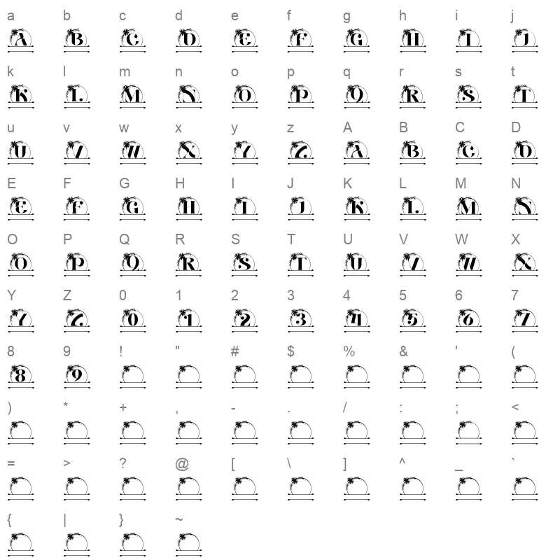 aria monogram line Character Map