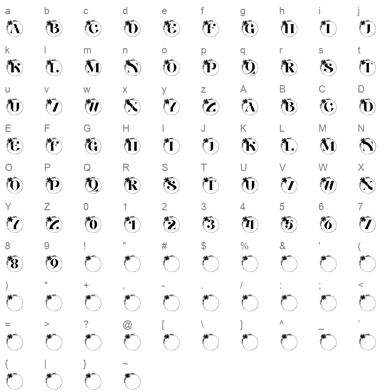 aria monogram Character Map