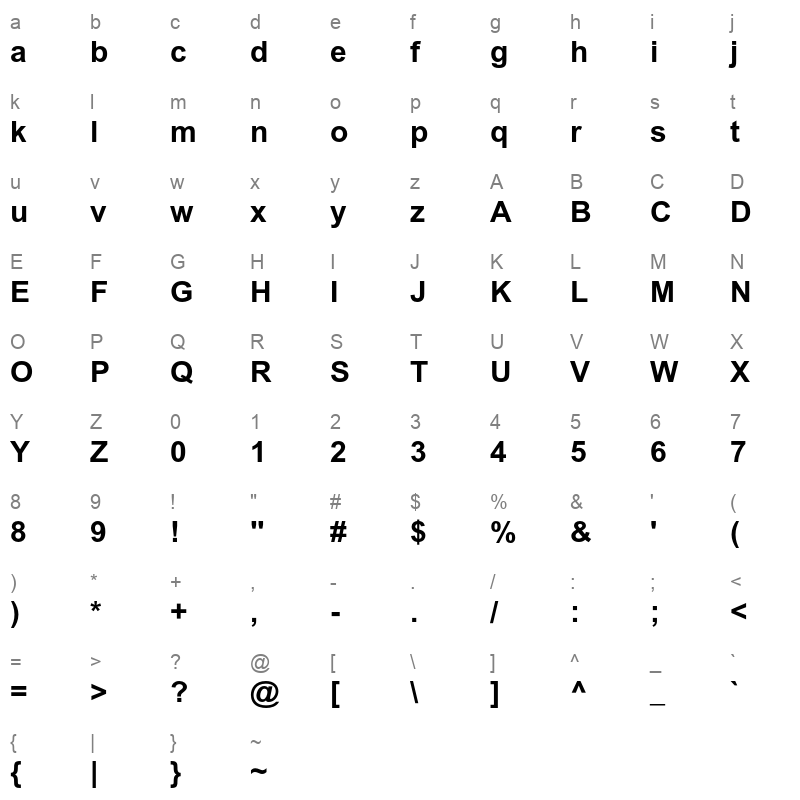 arial mt pro bold Character Map