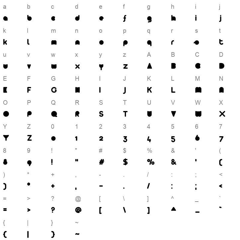 arista 20 alternate full Character Map