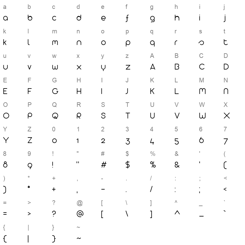 arista 20 alternate light Character Map
