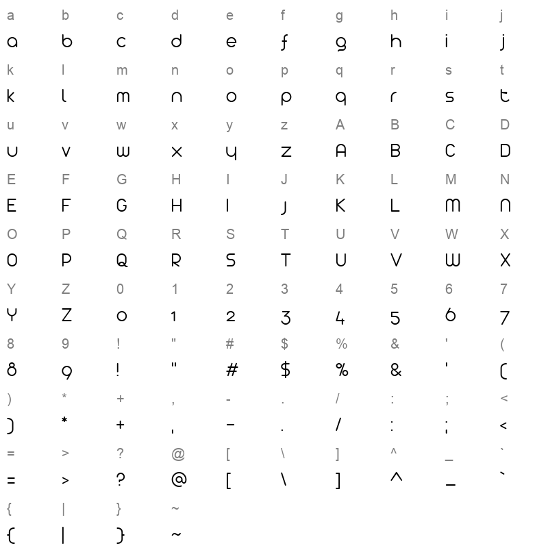 arista 20 light Character Map