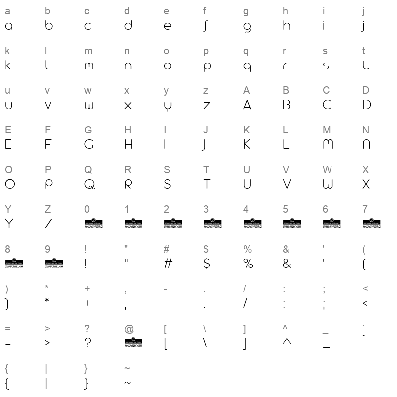 arista pro alternate extralight Character Map