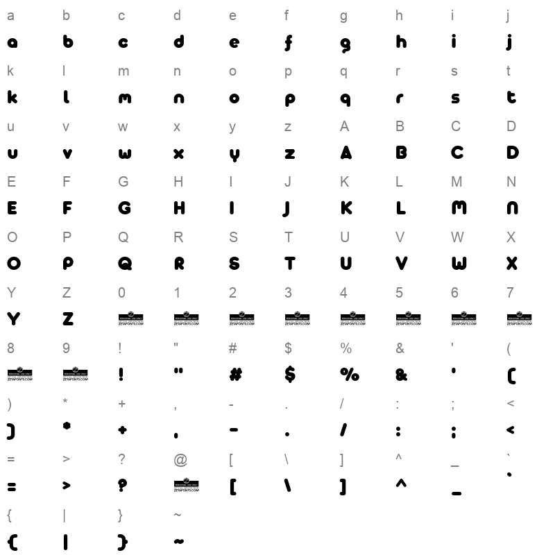 arista pro alternate fat Character Map