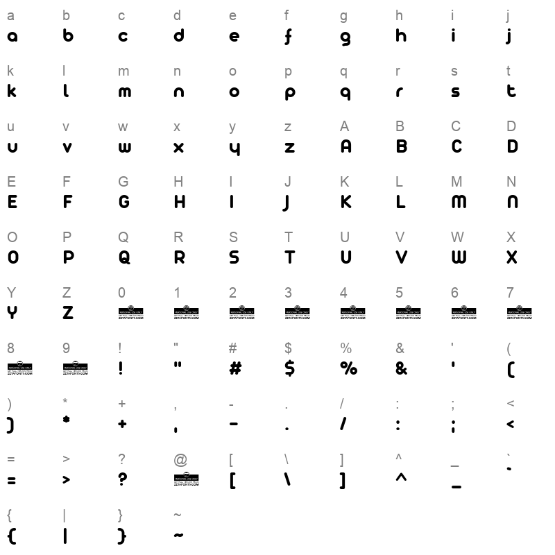 arista pro bold Character Map