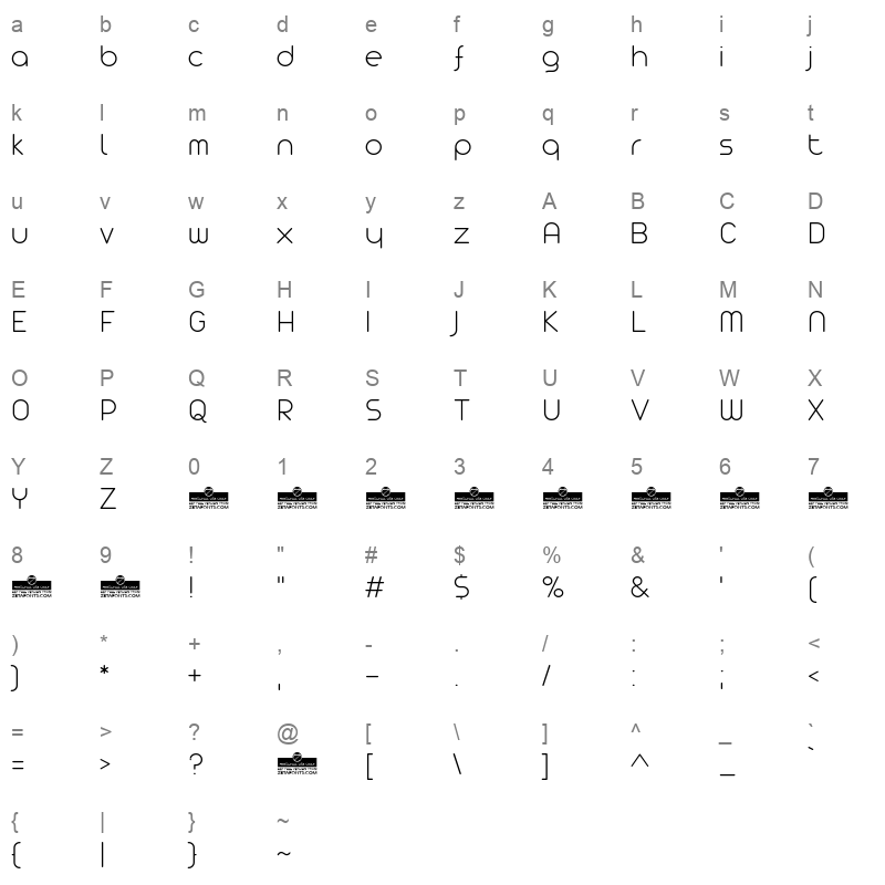 arista pro extralight Character Map