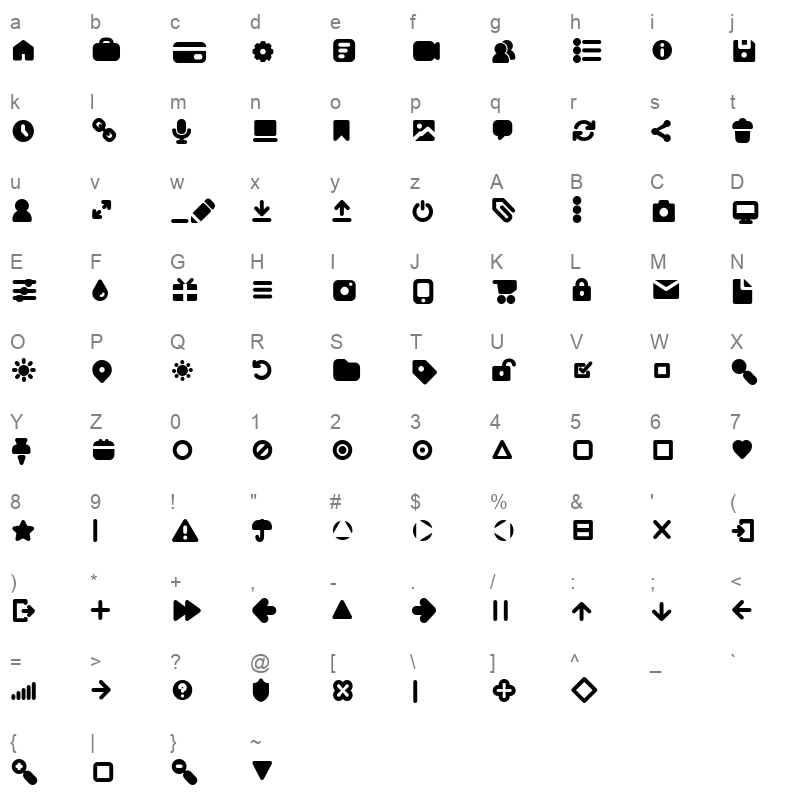 arista pro icons bold Character Map