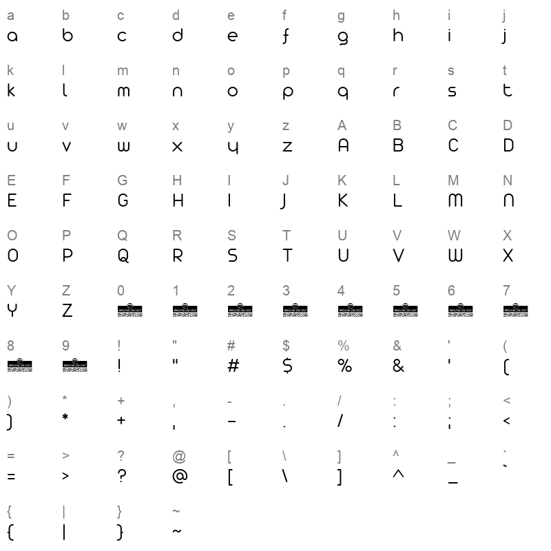 arista pro light Character Map