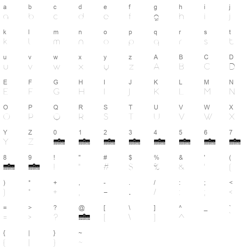 aristotelica display hairline Character Map