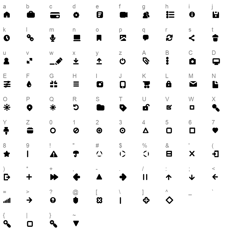 aristotelica icons bold Character Map