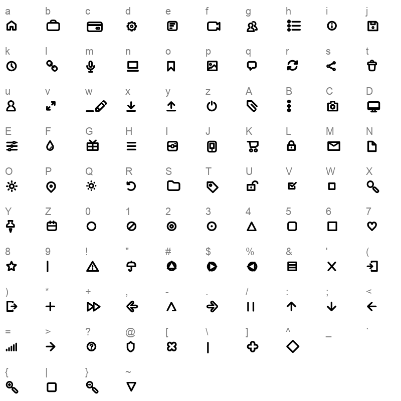 aristotelica icons demi bold Character Map