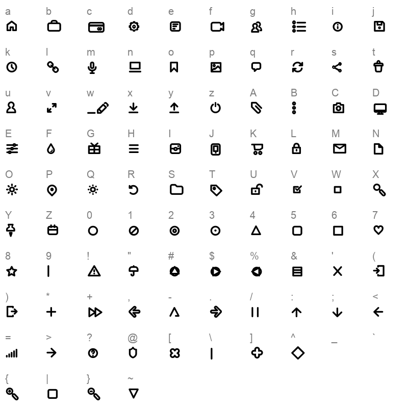 aristotelica icons demibold Character Map