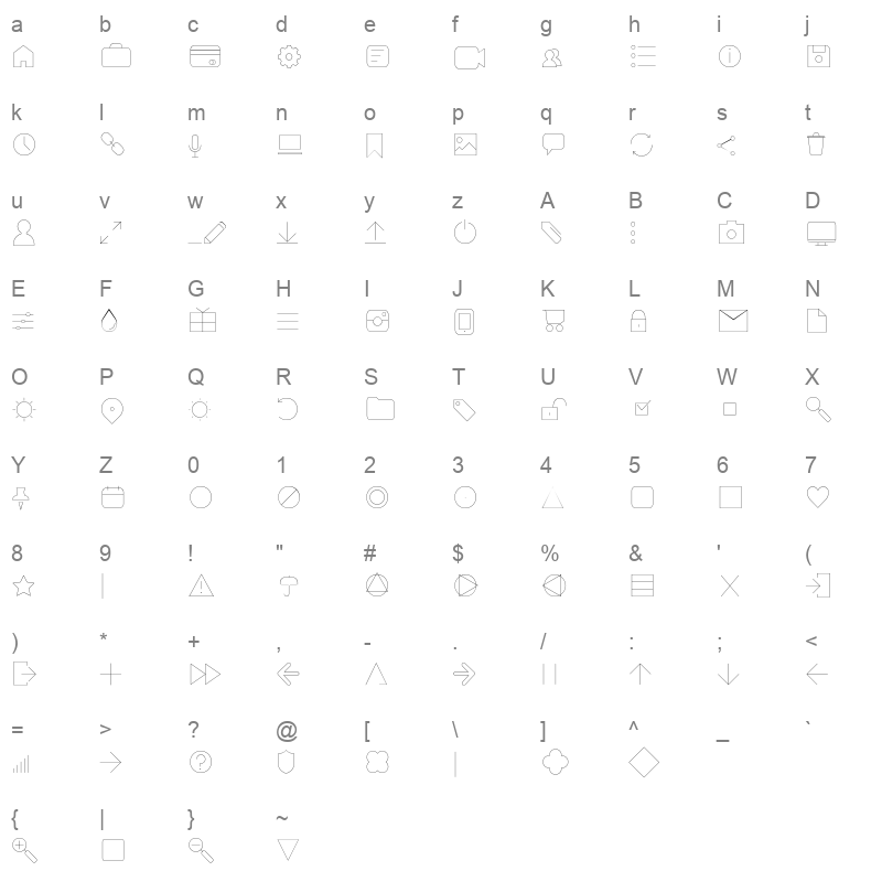 aristotelica icons hairline Character Map