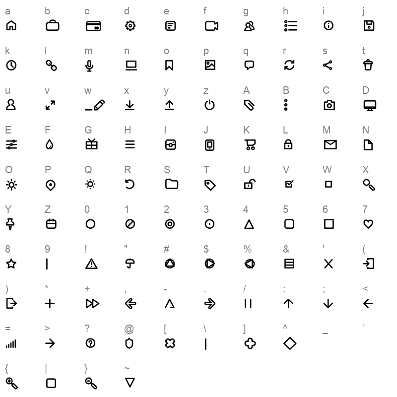 aristotelica icons regular Character Map