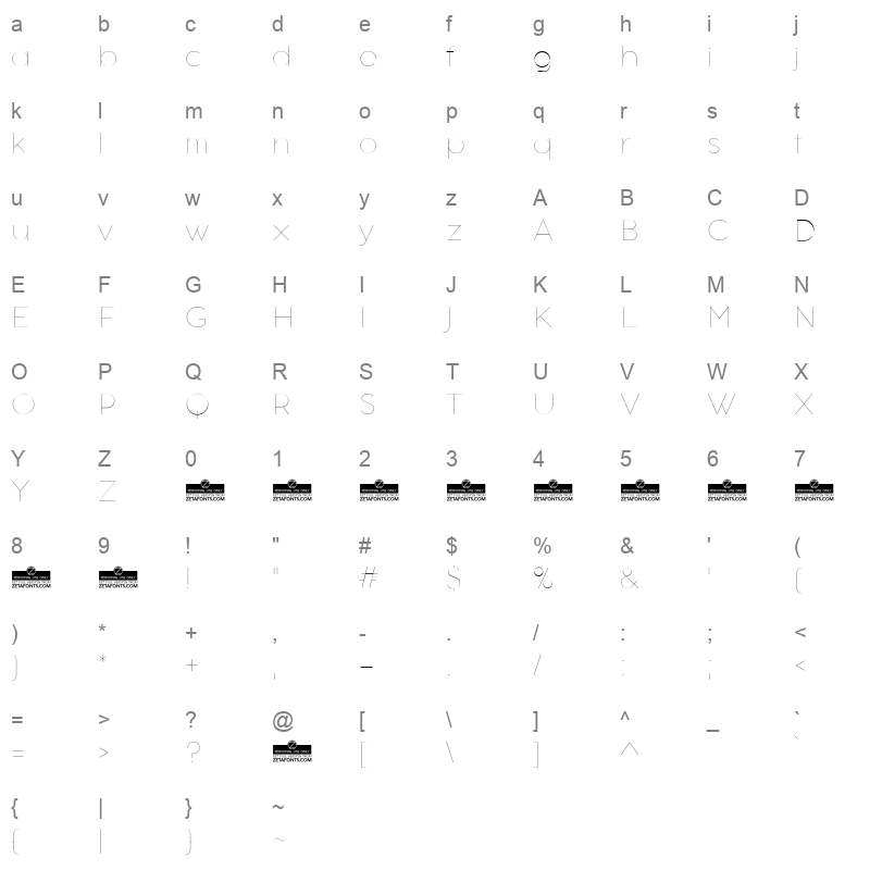 aristotelica text hairline Character Map