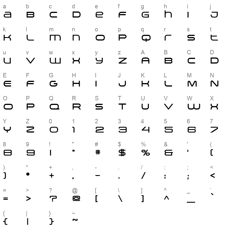 arkitech bold Character Map