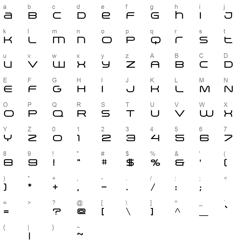arkitech medium Character Map