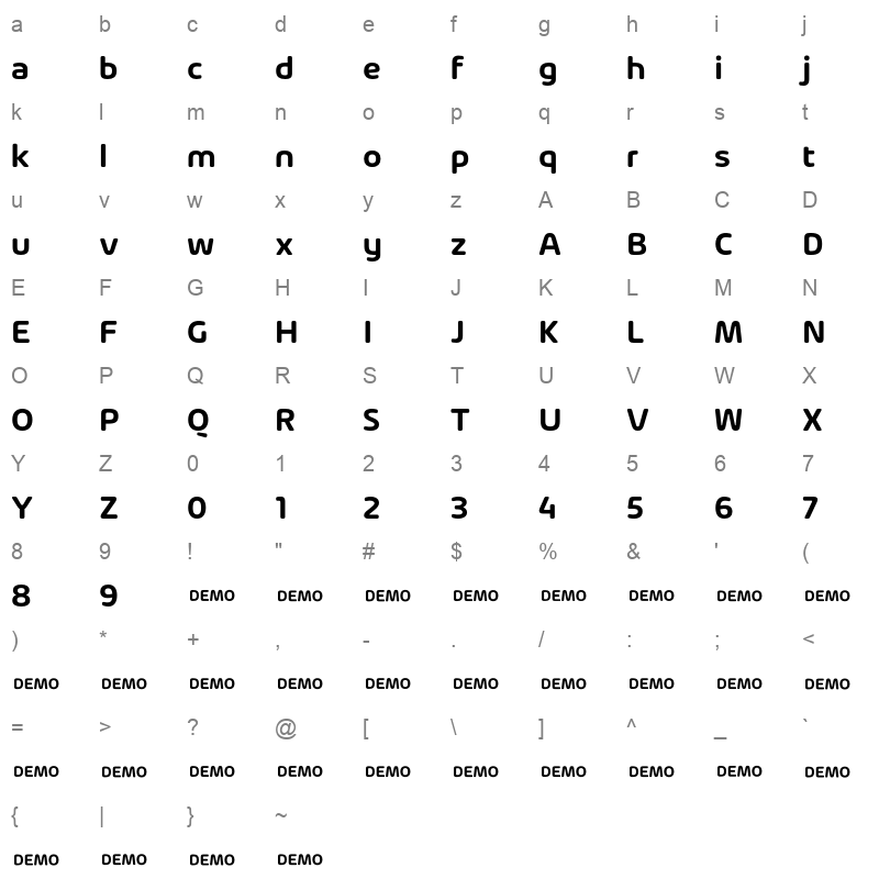 arlon semi bold demo Character Map