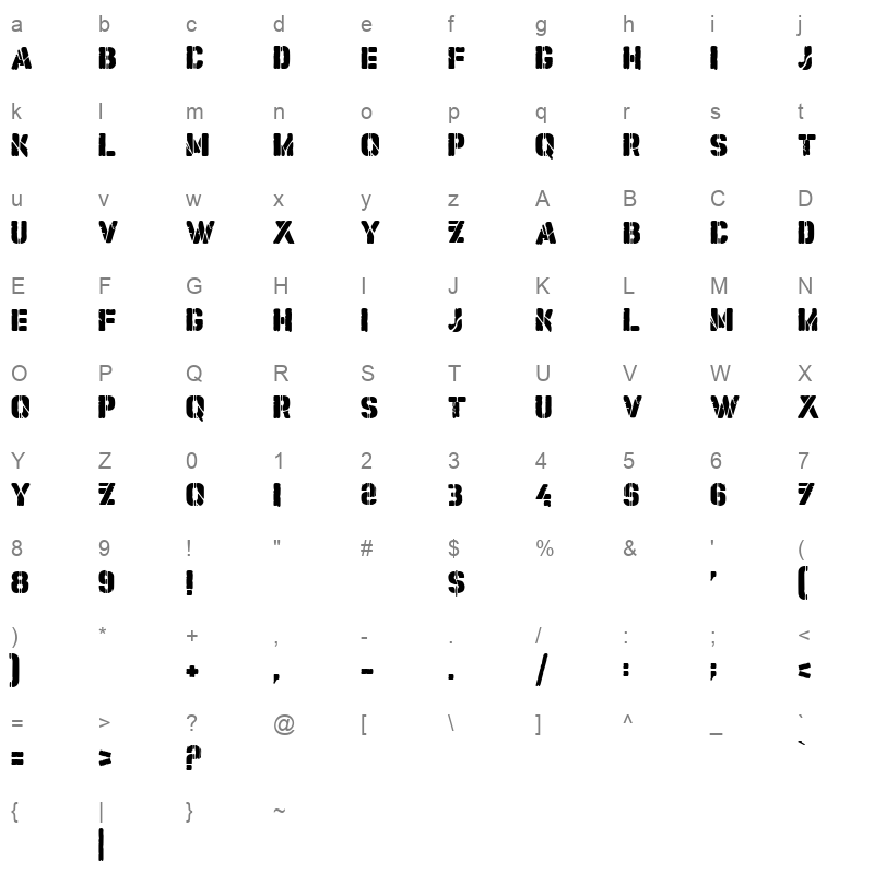 Army of Death Character Map