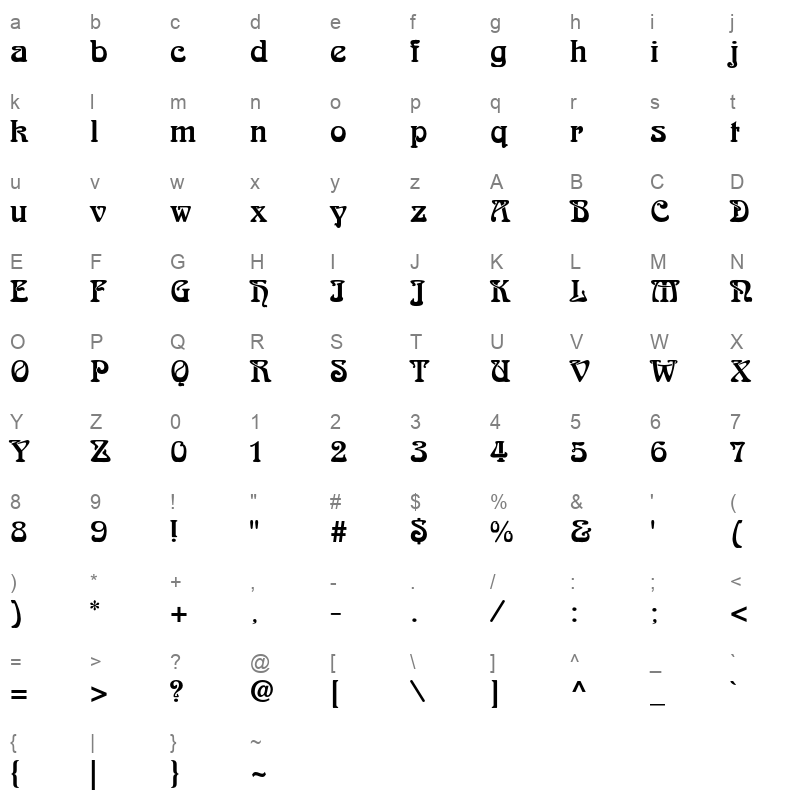 arnold boecklin std regular Character Map