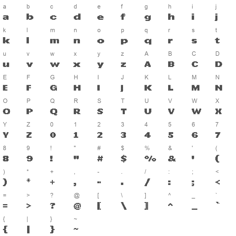 array bold Character Map