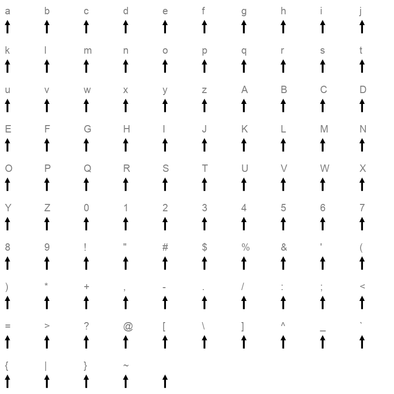 ARROWS1 Character Map