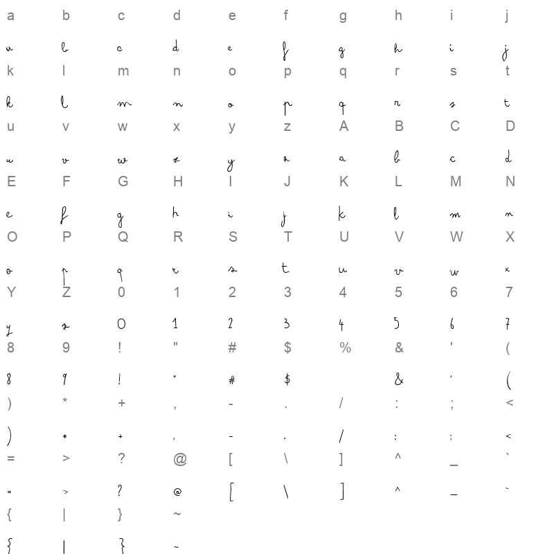 arsenale white Character Map