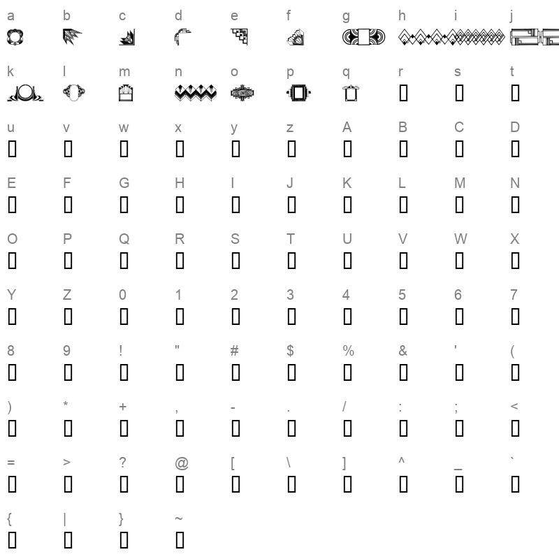 ArtDeco Motif Regular Character Map