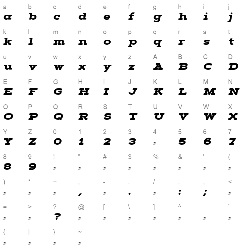 artegra slab black italic Character Map