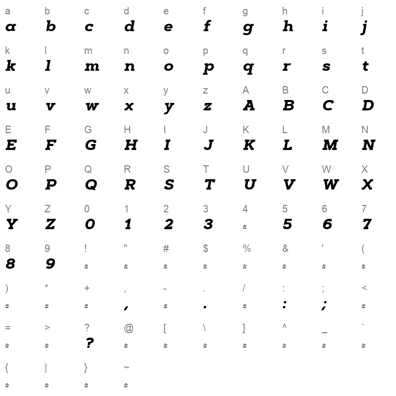 artegra slab bold italic Character Map