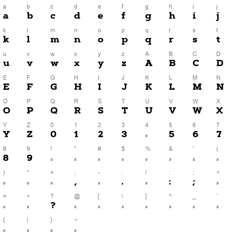 artegra slab bold Character Map