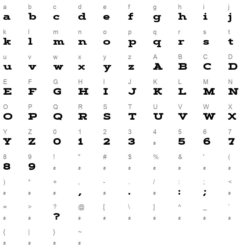 artegra slab extrabold Character Map