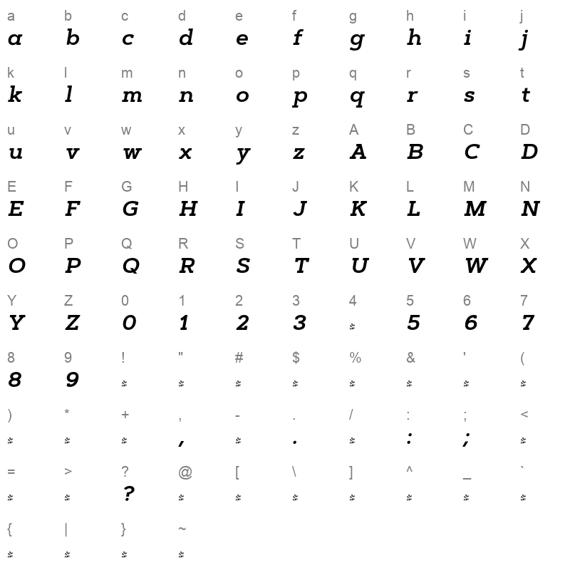artegra slab semibold italic Character Map
