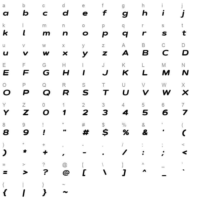 artegra soft extended extra bold italic Character Map