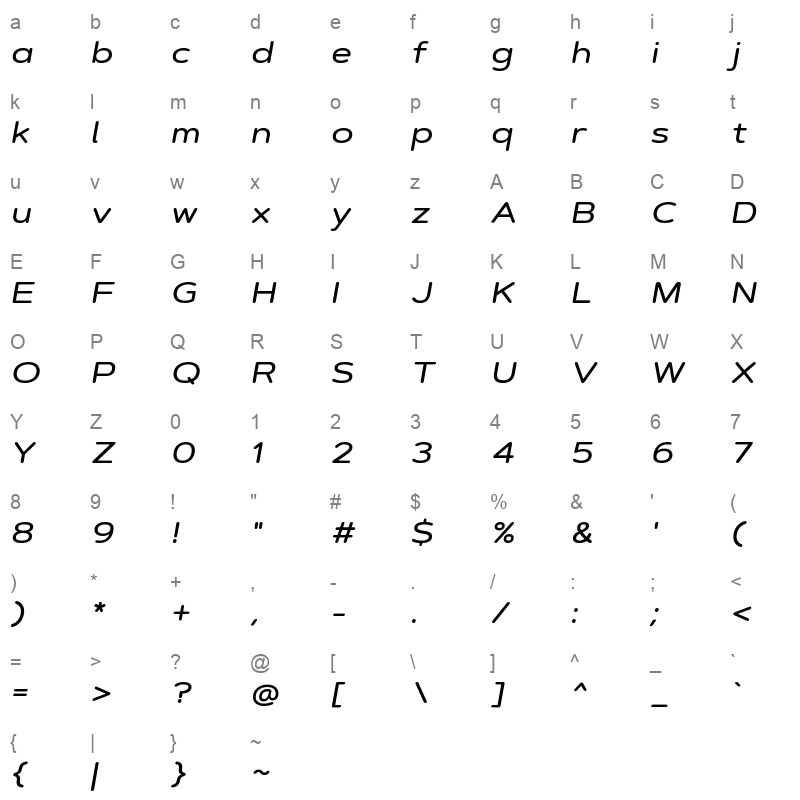 artegra soft extended medium italic Character Map