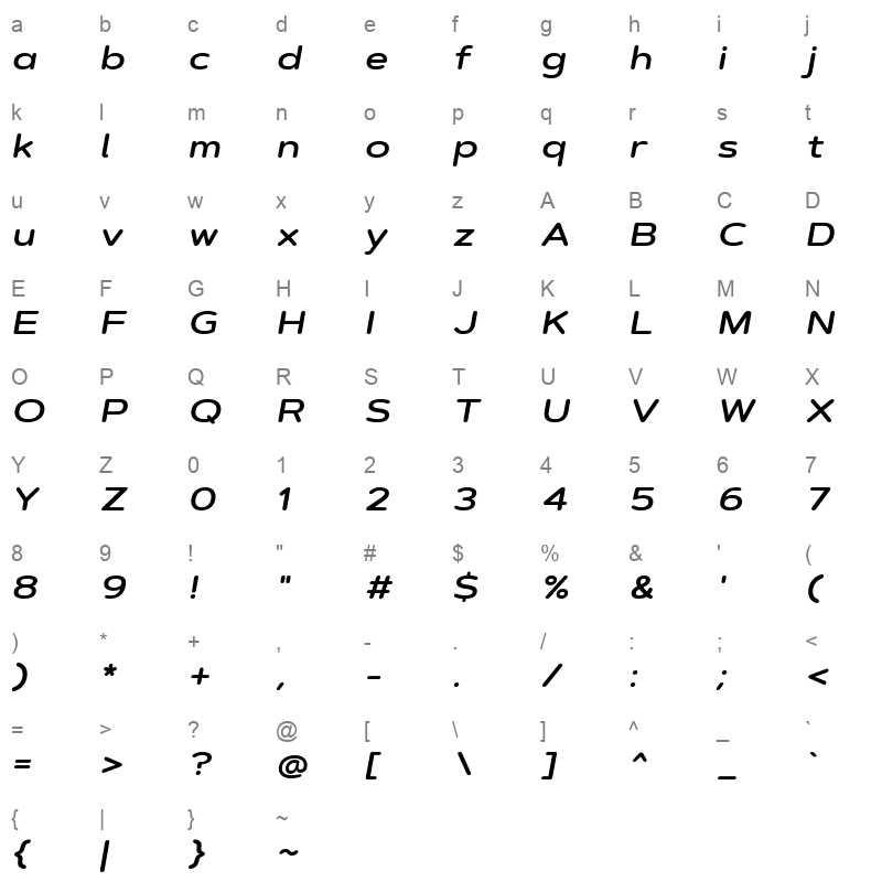 artegra soft extended semi bold italic Character Map