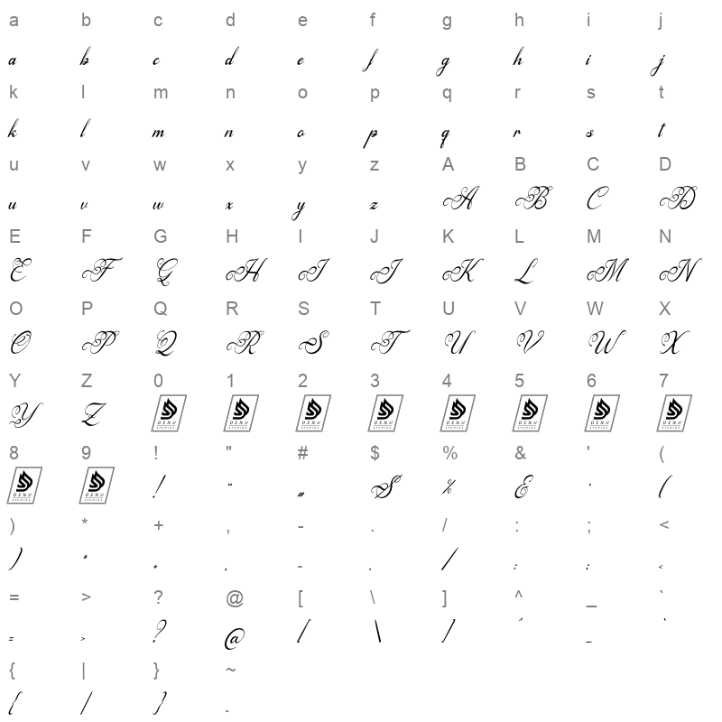 arthemy rorelia italic Character Map