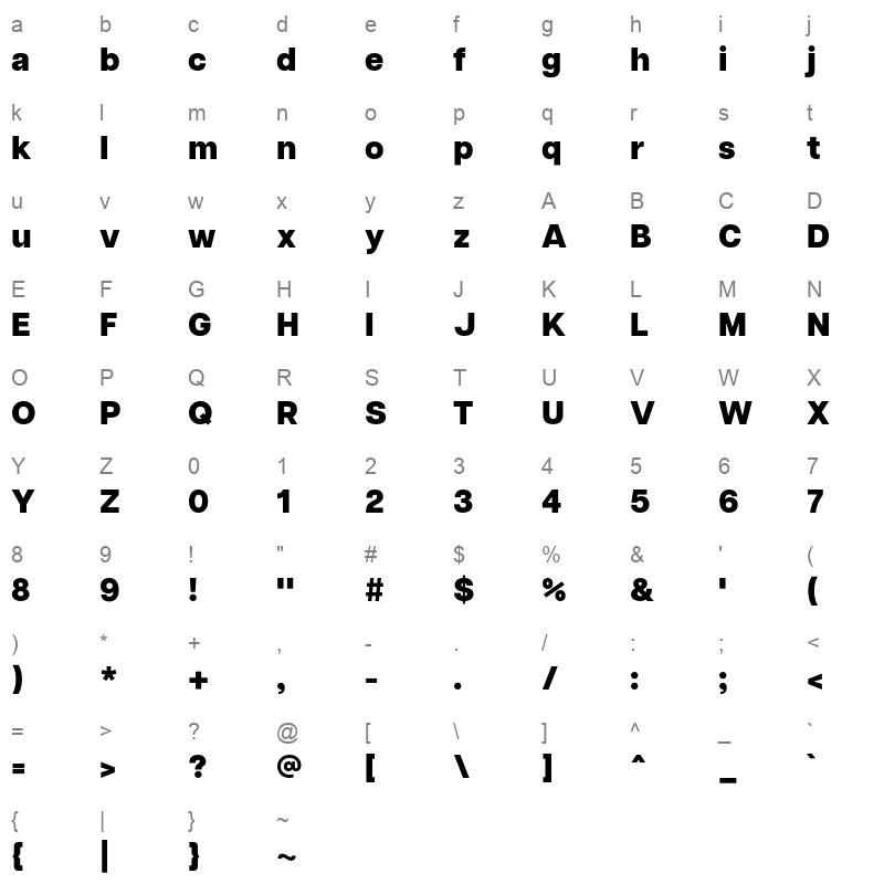 articulat cf heavy Character Map