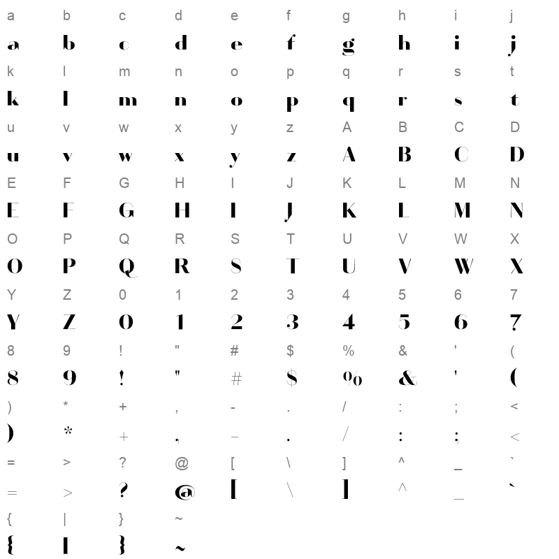 artis sans bold Character Map