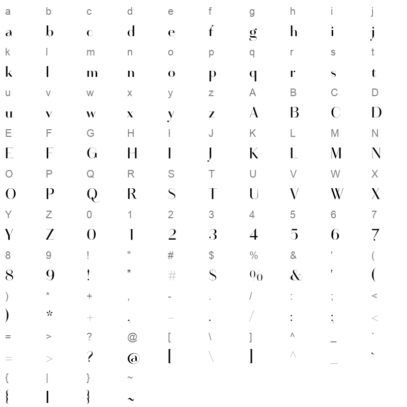 artis sans light Character Map