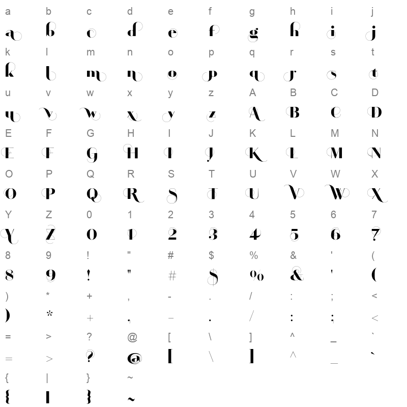 artis swing bold Character Map