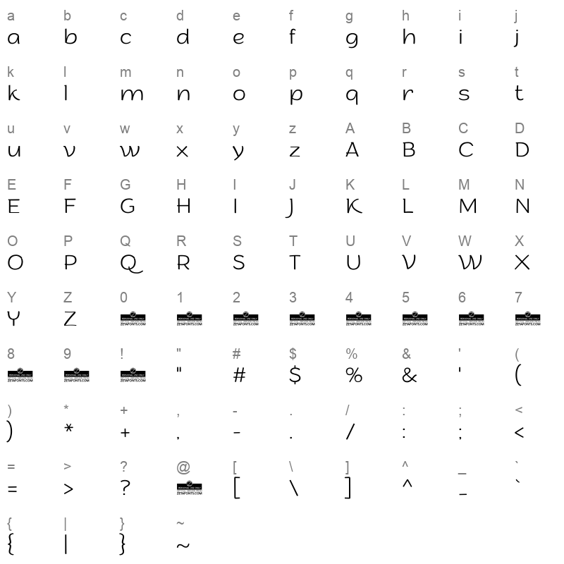 arturo trial extralight Character Map