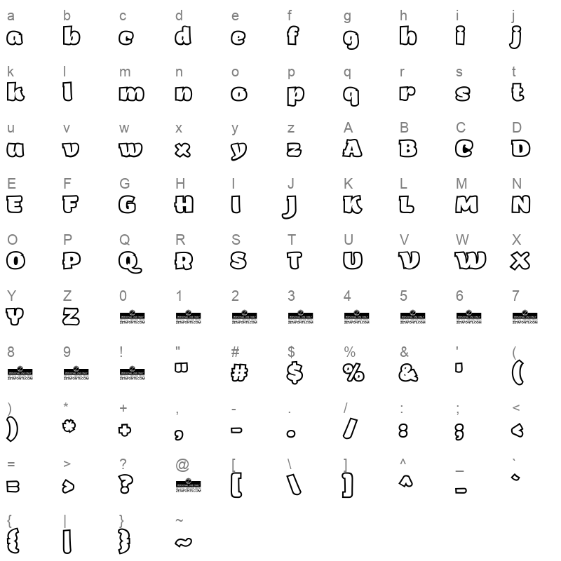 arturo trial heavy outline Character Map
