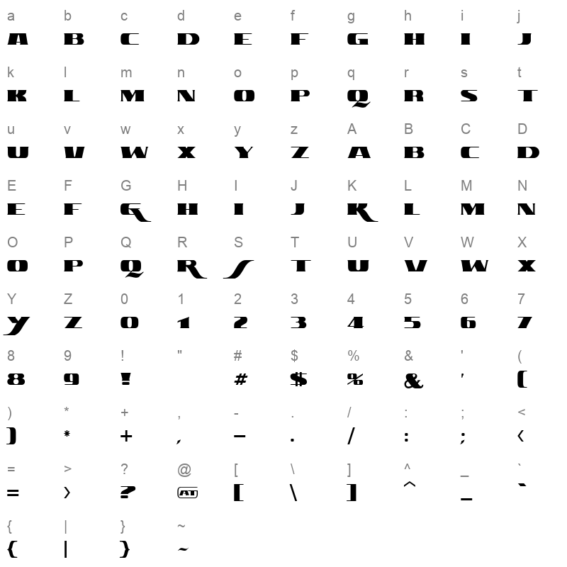 ascardi sans Character Map